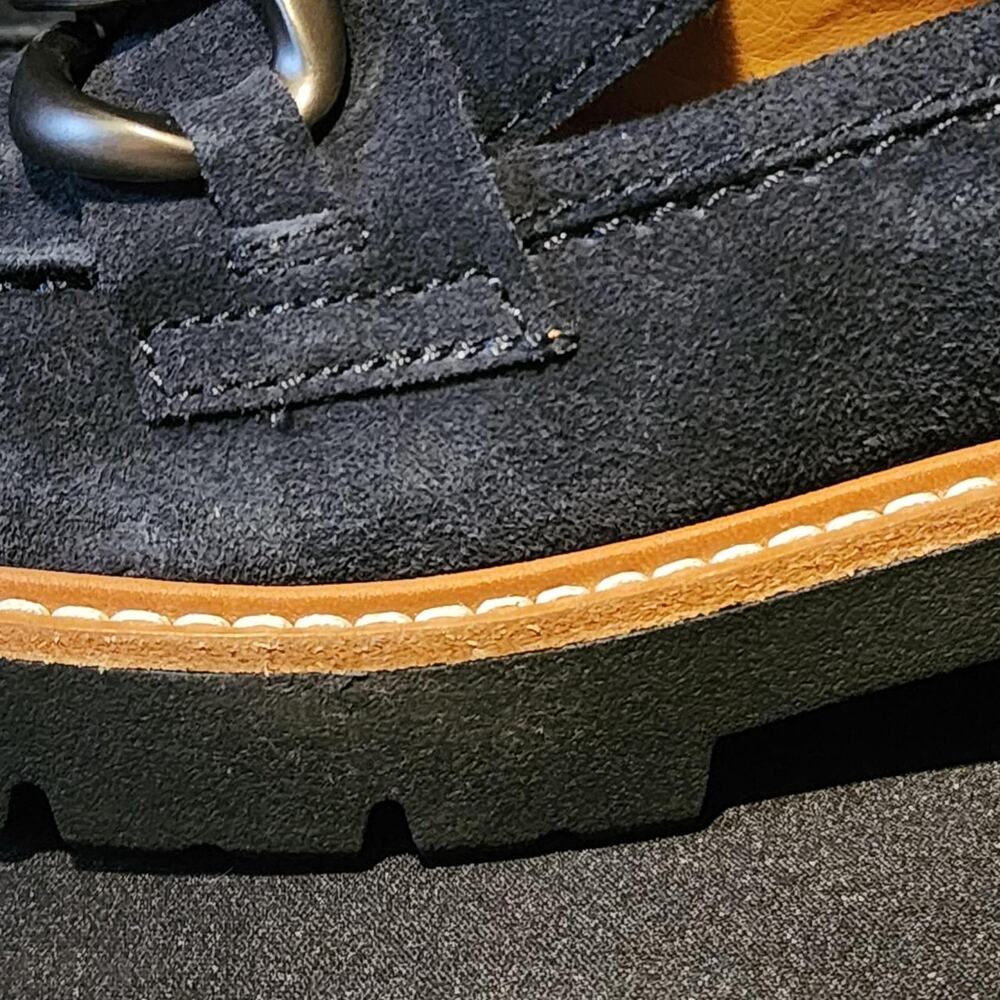Earth Shoes Zalor Suede Chain Link Lug Sole Loafers – Navy Blue Size 7M - Picture 4 of 8